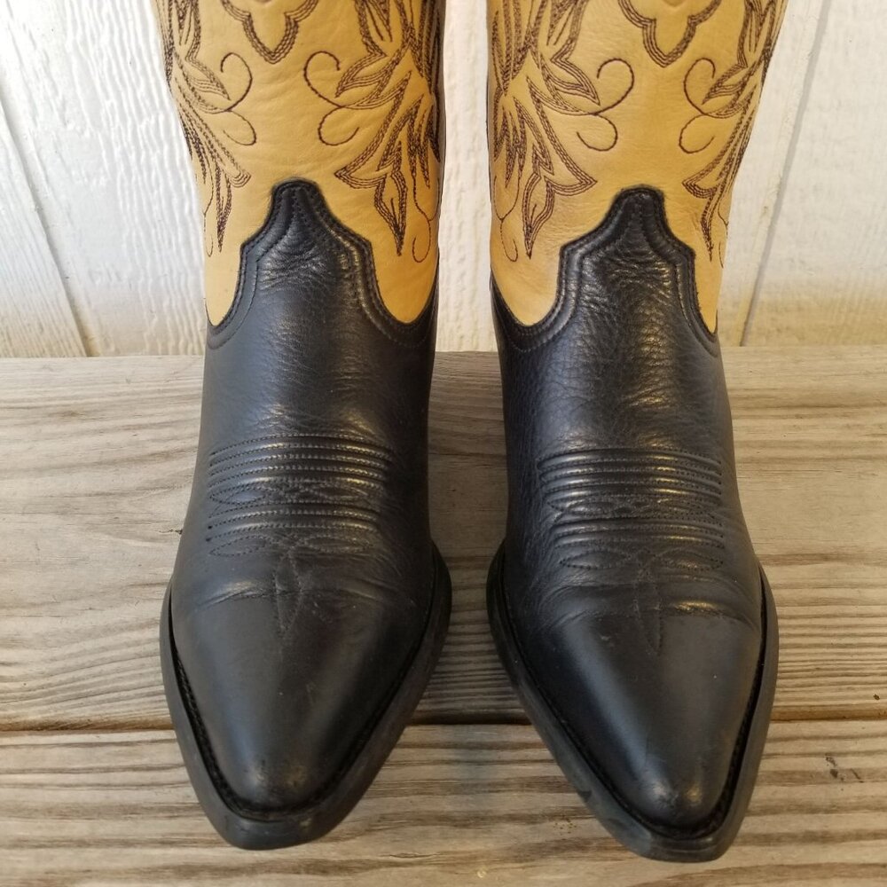 Ariat Heritage Womens Black Deertan Bone Cream Leather Boot 8 B 15781 - Picture 4 of 13